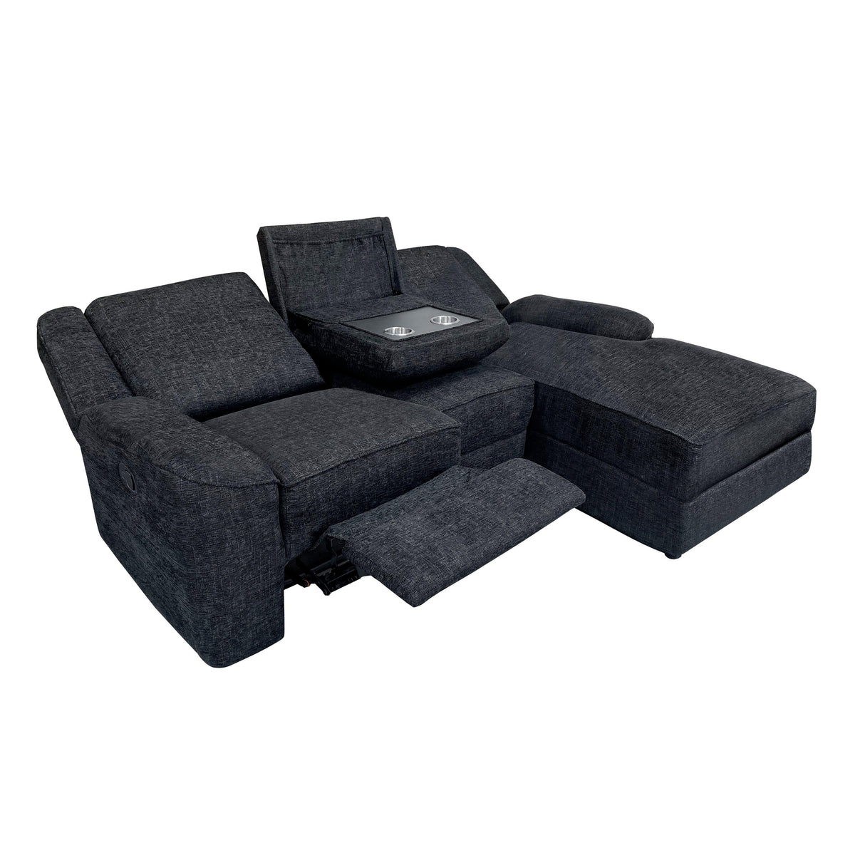 Monterey Black 2-Piece Reclining Sectional with Right Chaise by Homelegance at Eve Furniture