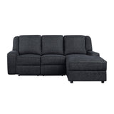 Monterey Black 2-Piece Reclining Sectional with Right Chaise by Homelegance at Eve Furniture