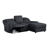Monterey Black 2-Piece Reclining Sectional with Right Chaise by Homelegance at Eve Furniture