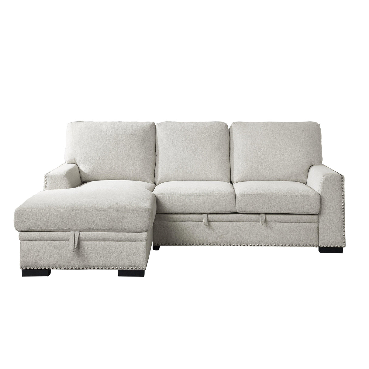 Morelia 2-Piece Sectional with Pull-out Bed and Left Chaise with Hidden Storage In Beige by Homelegance at Eve Furniture