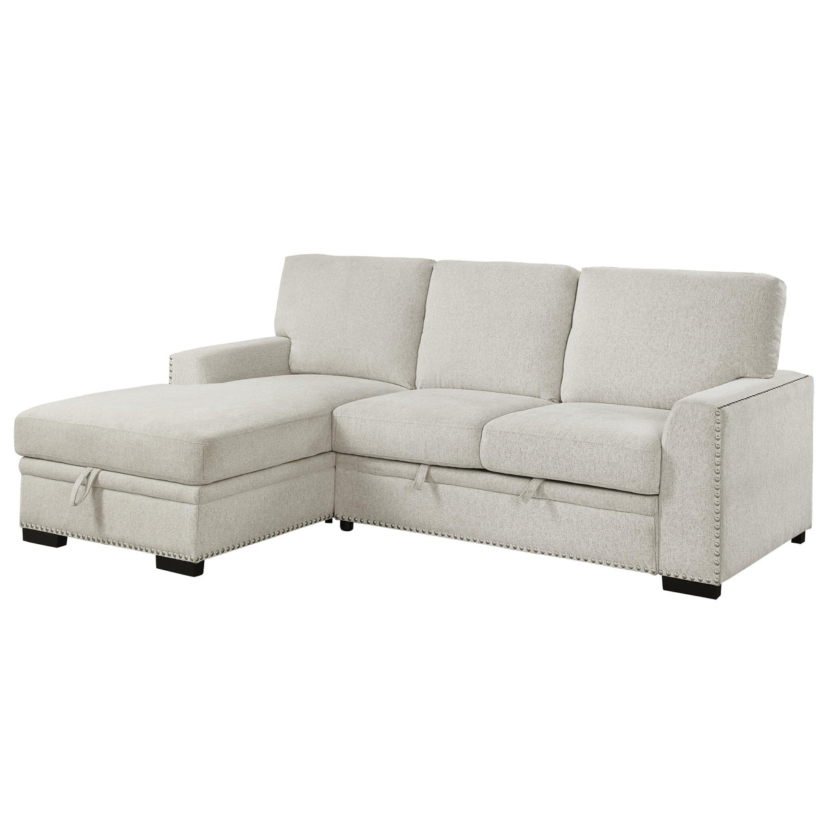 Morelia 2-Piece Sectional with Pull-out Bed and Left Chaise with Hidden Storage In Beige by Homelegance at Eve Furniture