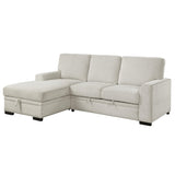 Morelia 2-Piece Sectional with Pull-out Bed and Left Chaise with Hidden Storage In Beige by Homelegance at Eve Furniture
