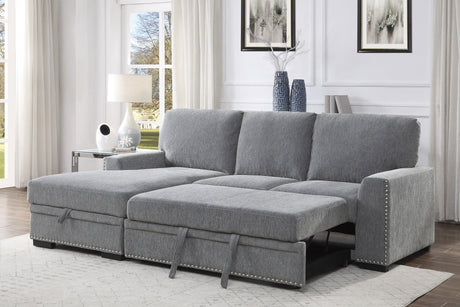 Morelia 2-Piece Sectional with Pull-out Bed and Left Chaise with Hidden Storage In Gray by Homelegance at Eve Furniture