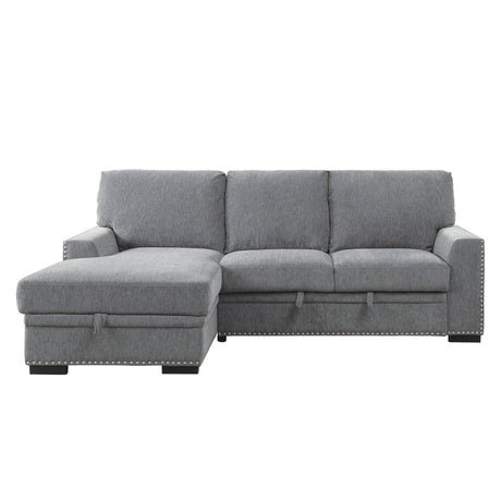 Morelia 2-Piece Sectional with Pull-out Bed and Left Chaise with Hidden Storage In Gray by Homelegance at Eve Furniture