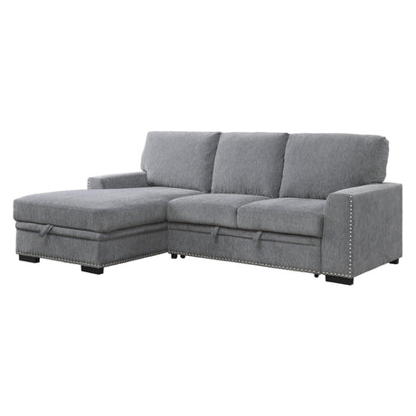 Morelia 2-Piece Sectional with Pull-out Bed and Left Chaise with Hidden Storage In Gray by Homelegance at Eve Furniture