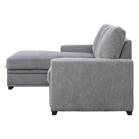 Morelia 2-Piece Sectional with Pull-out Bed and Left Chaise with Hidden Storage In Gray by Homelegance at Eve Furniture