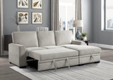 Morelia 2-Piece Sectional with Pull-out Bed and Right Chaise with Hidden Storage In Beige by Homelegance at Eve Furniture
