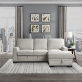Morelia 2-Piece Sectional with Pull-out Bed and Right Chaise with Hidden Storage In Beige by Homelegance at Eve Furniture