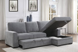 Morelia 2-Piece Sectional with Pull-out Bed and Right Chaise with Hidden Storage In Gray by Homelegance at Eve Furniture