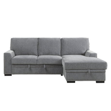 Morelia 2-Piece Sectional with Pull-out Bed and Right Chaise with Hidden Storage In Gray by Homelegance at Eve Furniture