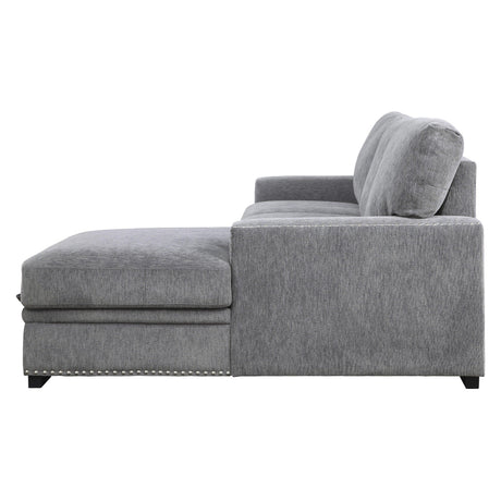 Morelia 2-Piece Sectional with Pull-out Bed and Right Chaise with Hidden Storage In Gray by Homelegance at Eve Furniture