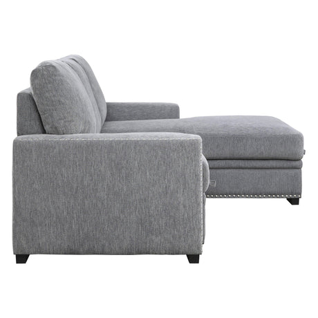 Morelia 2-Piece Sectional with Pull-out Bed and Right Chaise with Hidden Storage In Gray by Homelegance at Eve Furniture