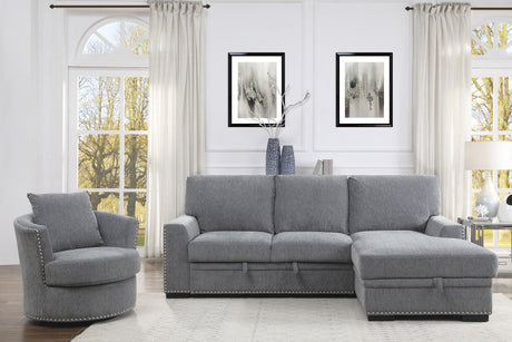 Morelia 2-Piece Sectional with Pull-out Bed and Right Chaise with Hidden Storage In Gray by Homelegance at Eve Furniture