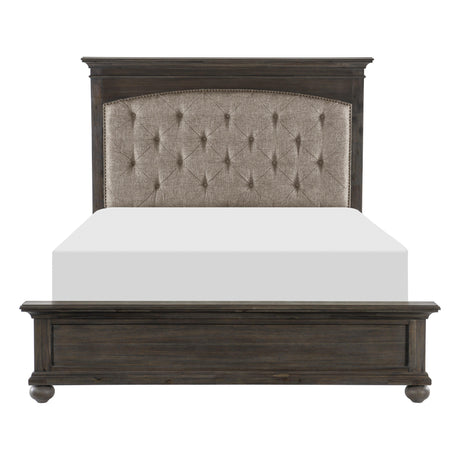 Motsinger Brown King Upholstered Panel Bed by Homelegance at Eve Furniture