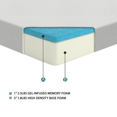 MT-G06T 6" Twin Gel-Infused Memory Foam Mattress by Homelegance at Eve Furniture