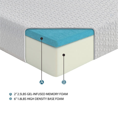 MT-G08T 8" Twin Gel-Infused Memory Foam Mattress by Homelegance at Eve Furniture
