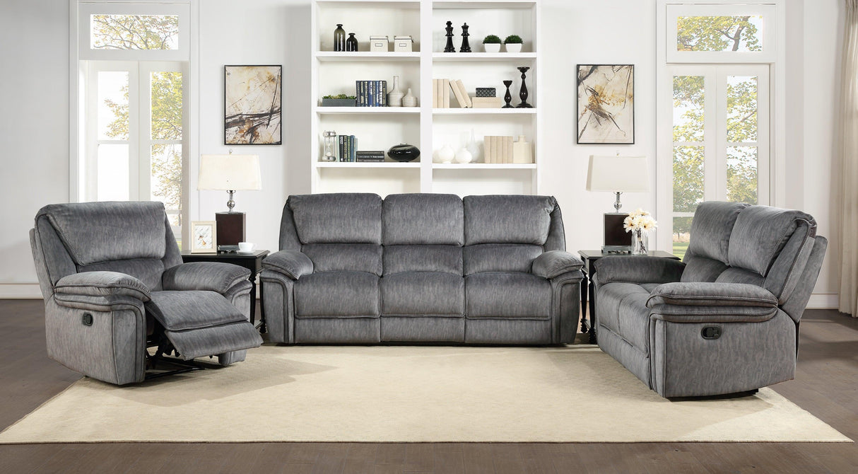 Muirfield Gray Double Reclining Loveseat by Homelegance at Eve Furniture