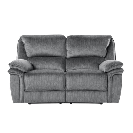 Muirfield Gray Double Reclining Loveseat by Homelegance at Eve Furniture