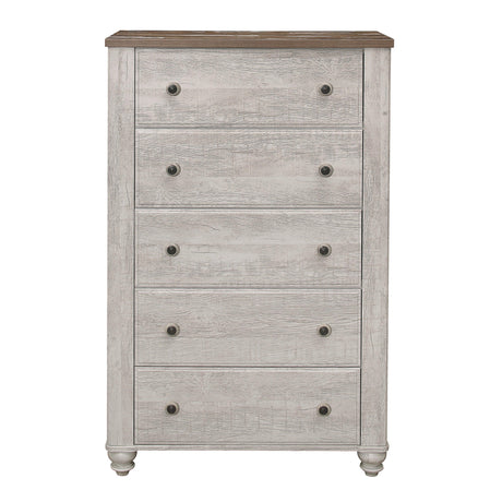 Nashville Antique White/Brown Chest by Homelegance at Eve Furniture