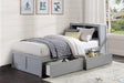 Orion Gray Twin Bookcase Bed with Storage Boxes by Homelegance at Eve Furniture