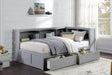 Orion Gray Twin Bookcase Corner Bed with Storage Boxes by Homelegance at Eve Furniture