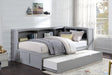 Orion Gray Twin Bookcase Corner Bed with Twin Trundle by Homelegance at Eve Furniture