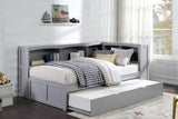 Orion Gray Twin Bookcase Corner Bed with Twin Trundle by Homelegance at Eve Furniture