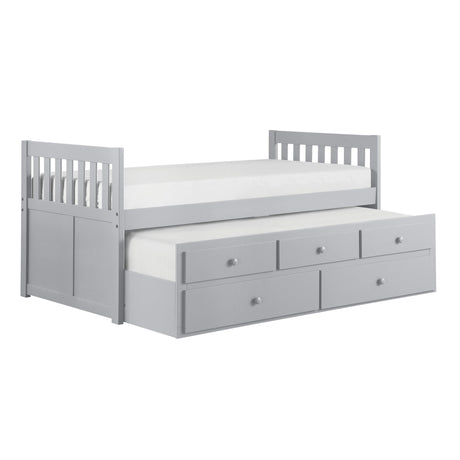 Orion Gray Twin Captains Trundle Bed by Homelegance at Eve Furniture