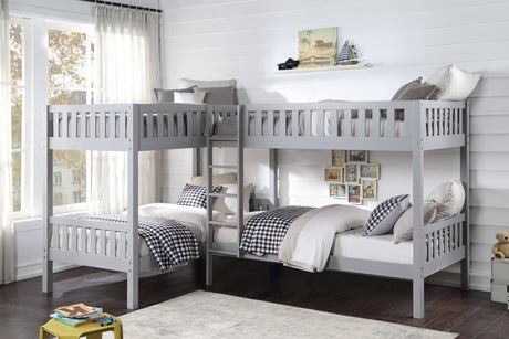 Orion Gray Twin Corner Bunk Bed by Homelegance at Eve Furniture