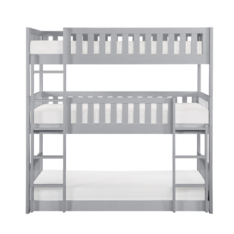 Orion Gray Twin Triple Bunk Bed by Homelegance at Eve Furniture