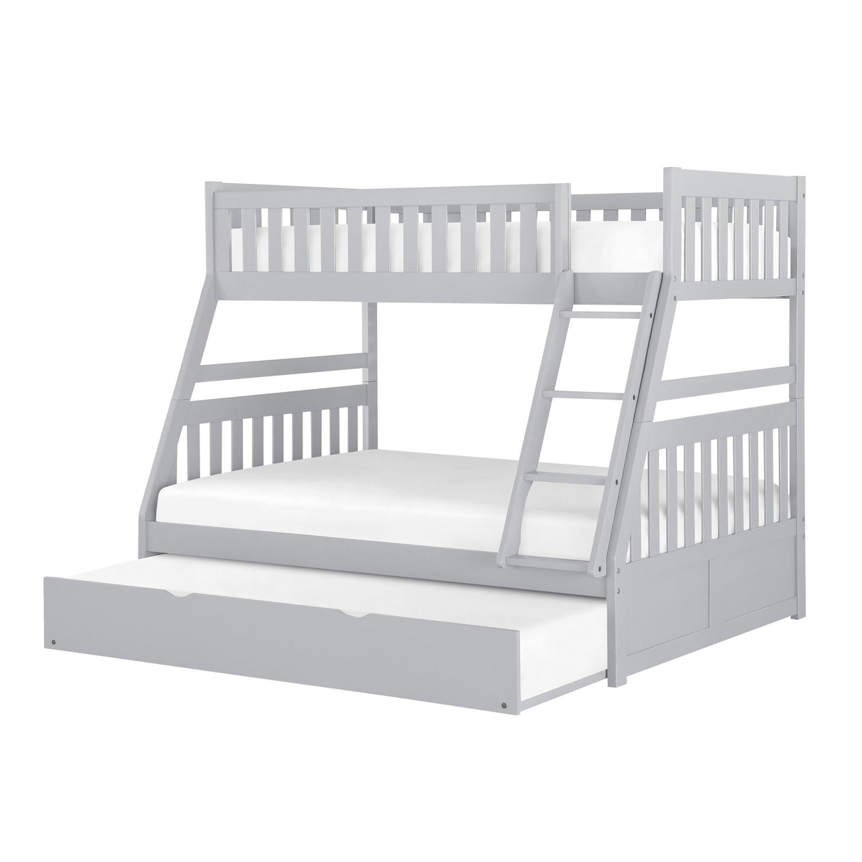 Orion Gray Twin/Full Bunk Bed with Twin Trundle by Homelegance at Eve Furniture