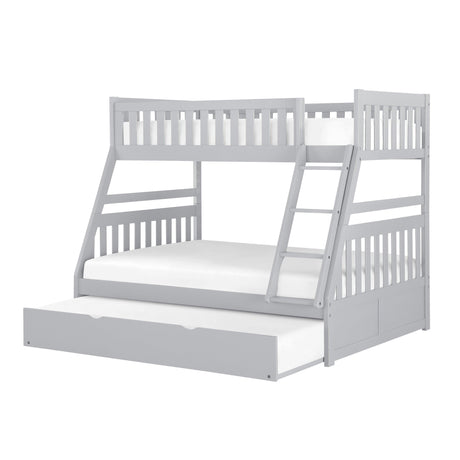 Orion Gray Twin/Full Bunk Bed with Twin Trundle by Homelegance at Eve Furniture
