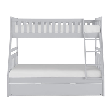 Orion Gray Twin/Full Bunk Bed with Twin Trundle by Homelegance at Eve Furniture