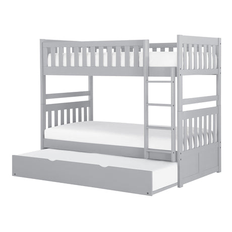 Orion Gray Twin/Twin Bunk Bed with Twin Trundle by Homelegance at Eve Furniture