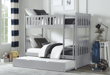 Orion Gray Twin/Twin Bunk Bed with Twin Trundle by Homelegance at Eve Furniture