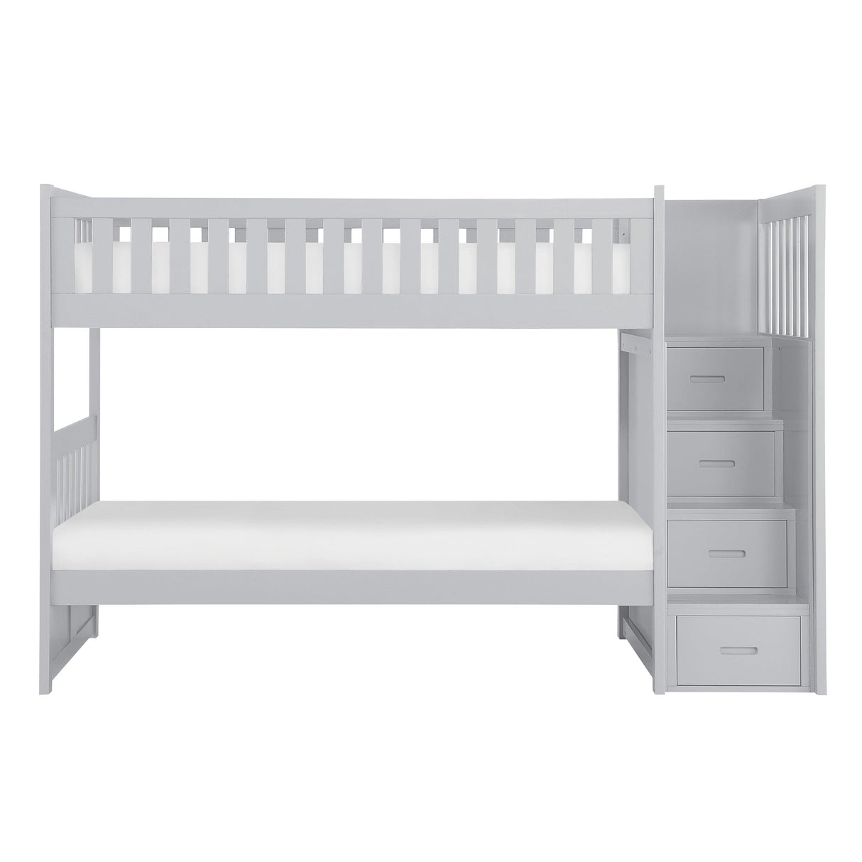 Orion Gray Twin/Twin Step Bunk Bed by Homelegance at Eve Furniture