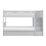 Orion Gray Twin/Twin Step Bunk Bed with Twin Trundle by Homelegance at Eve Furniture