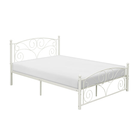 Pallina White Full Metal Platfom Bed by Homelegance at Eve Furniture