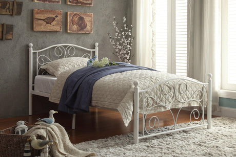 Pallina White Twin Metal Platfom Bed by Homelegance at Eve Furniture