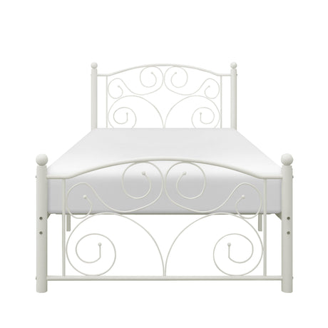 Pallina White Twin Metal Platfom Bed by Homelegance at Eve Furniture