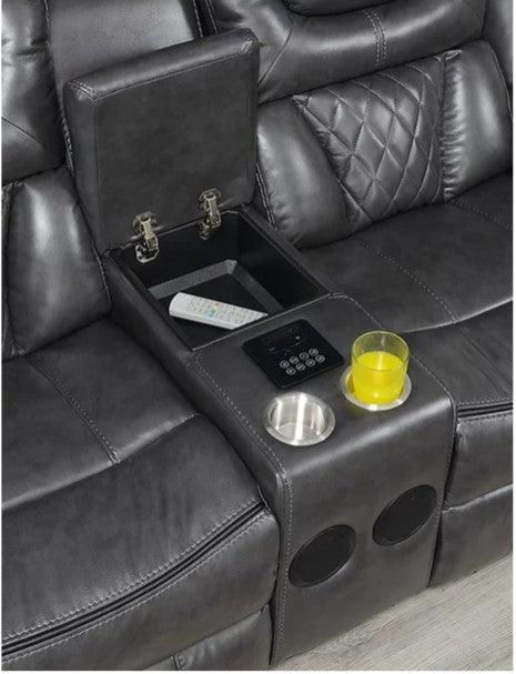 Party Time Grey 3-Piece Power Reclining Living Room Set by New Era Innovations at Eve Furniture