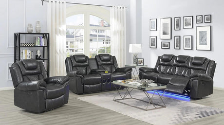 Party Time Grey 3-Piece Power Reclining Living Room Set by New Era Innovations at Eve Furniture