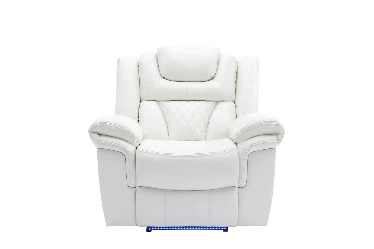 Party Time White 3-Piece Power Reclining Living Room Set by New Era Innovations at Eve Furniture