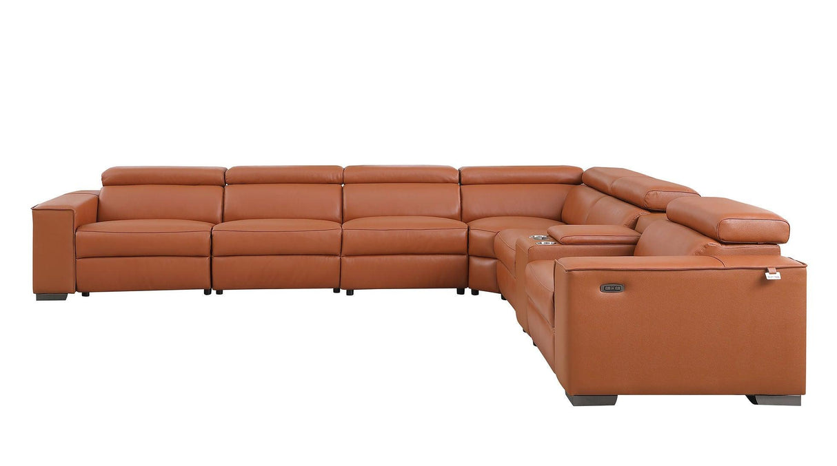 Picasso Caramel 7-Piece 3-Power Reclining Sectional by New Era Innovations at Eve Furniture