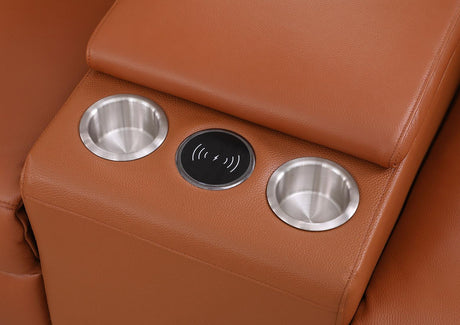 Picasso Caramel 7-Piece 3-Power Reclining Sectional by New Era Innovations at Eve Furniture