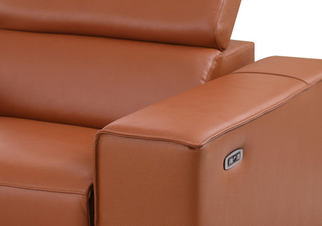 Picasso Caramel 7-Piece 3-Power Reclining Sectional by New Era Innovations at Eve Furniture