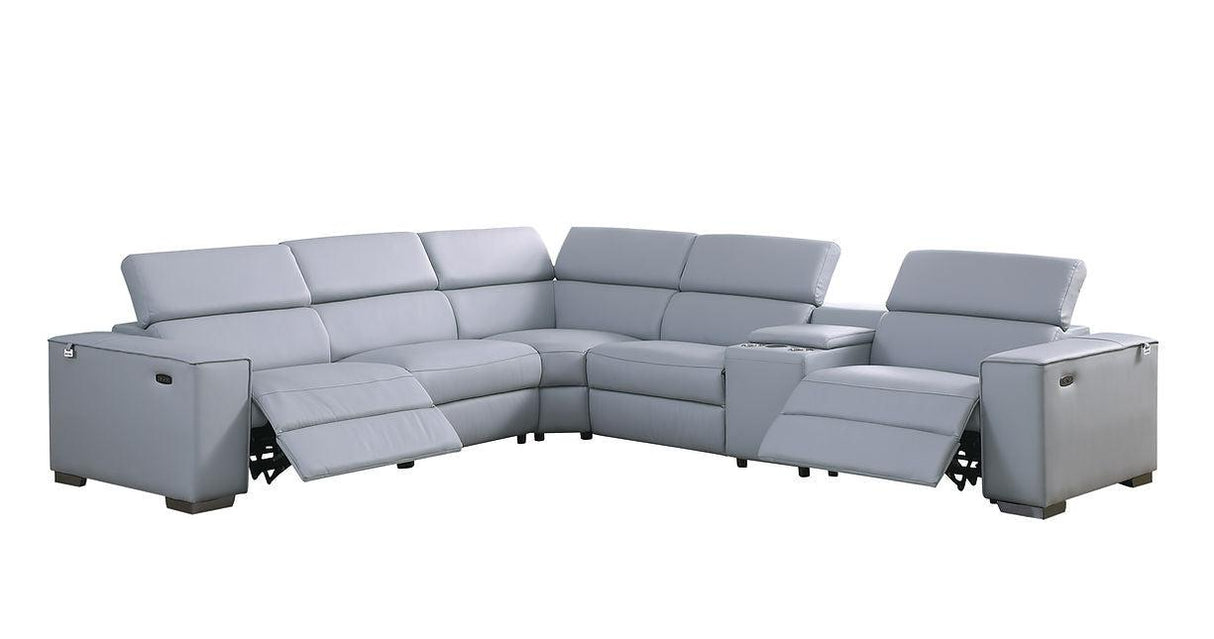 Picasso Light Blue 6-Piece 2-Power Reclining Sectional by New Era Innovations at Eve Furniture