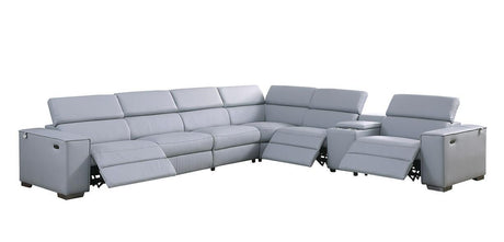Picasso Light Blue 6-Piece 2-Power Reclining Sectional by New Era Innovations at Eve Furniture