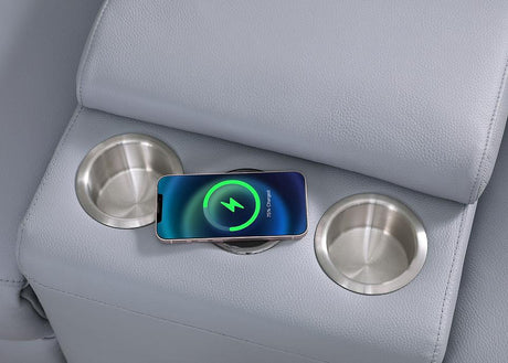 Picasso Light Blue 6-Piece 2-Power Reclining Sectional by New Era Innovations at Eve Furniture