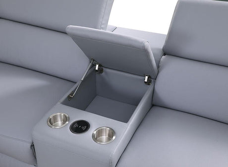 Picasso Light Blue 6-Piece 2-Power Reclining Sectional by New Era Innovations at Eve Furniture